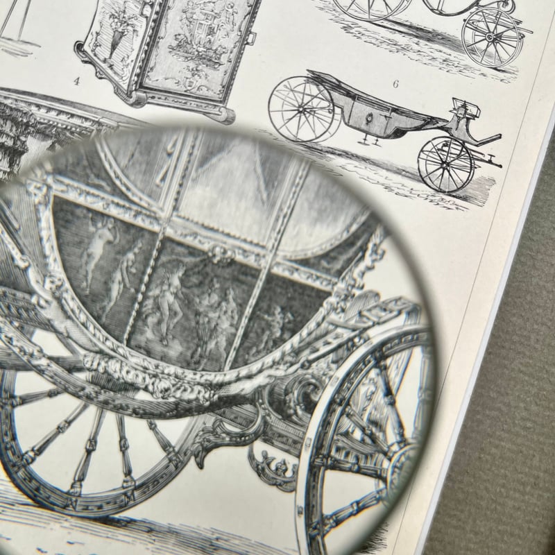 ○r-29/ 19世紀アンティークプリント 「CARRIAGES/馬車」A | PISKEY