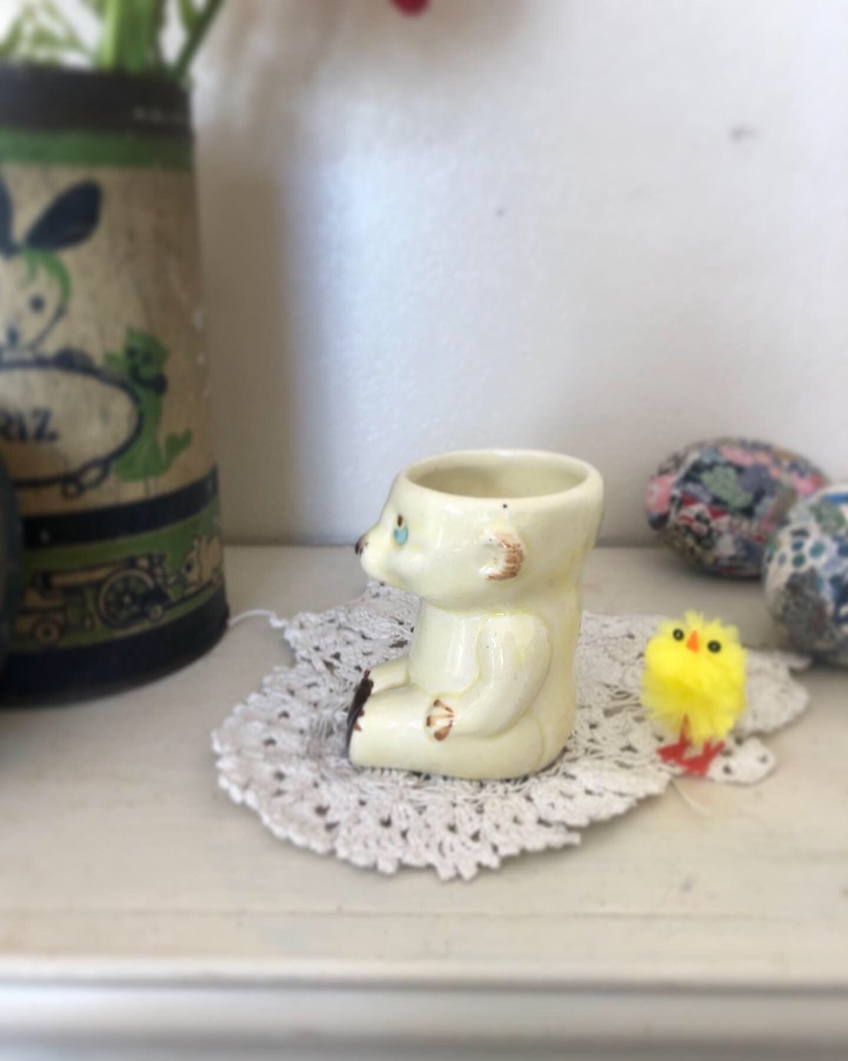 ○tb-7/テディベアの陶器製エッグスタンド | PISKEY -イギリスのふるい