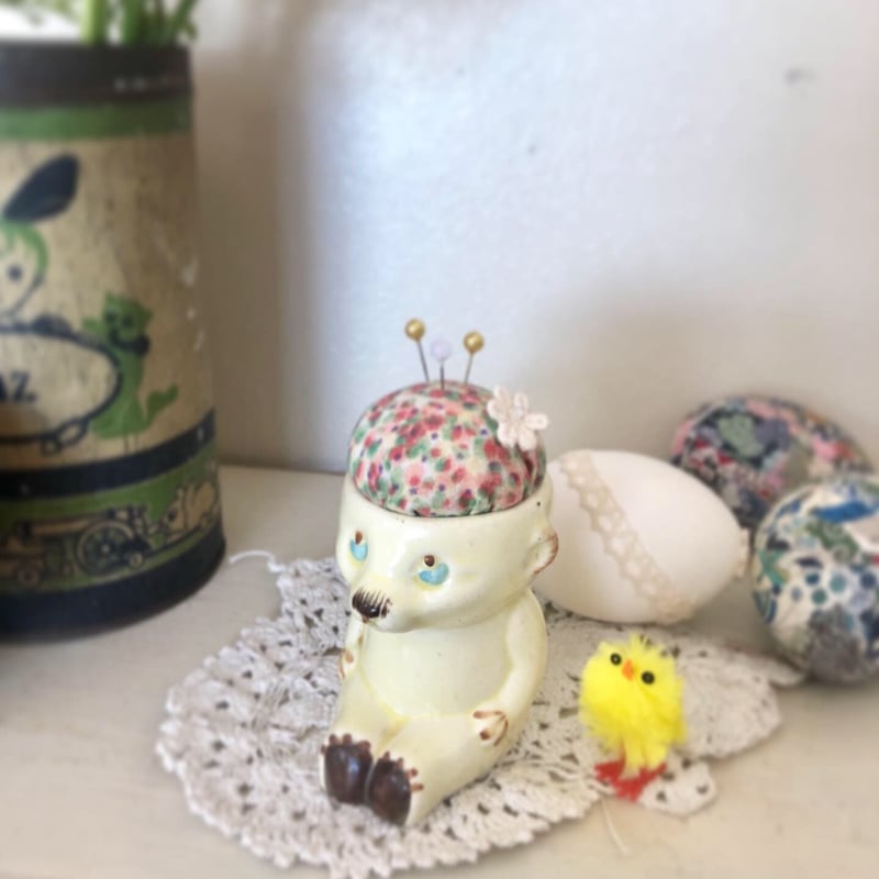 ○tb-7/テディベアの陶器製エッグスタンド | PISKEY -イギリスのふるい