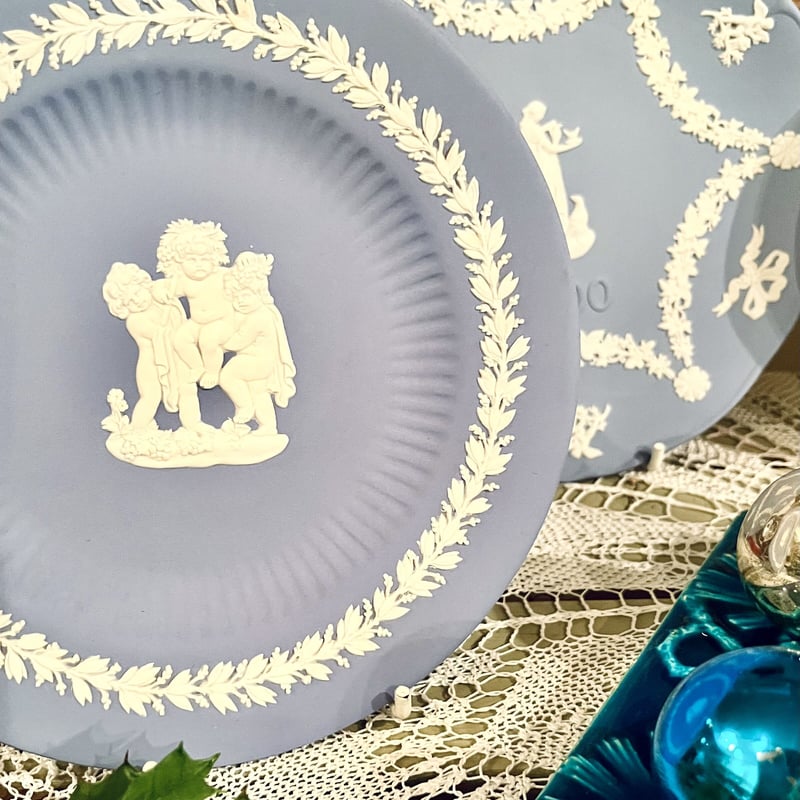 ◎ウェッジウッド ジャスパー 陶板 「天使の四季」 額装◎z28