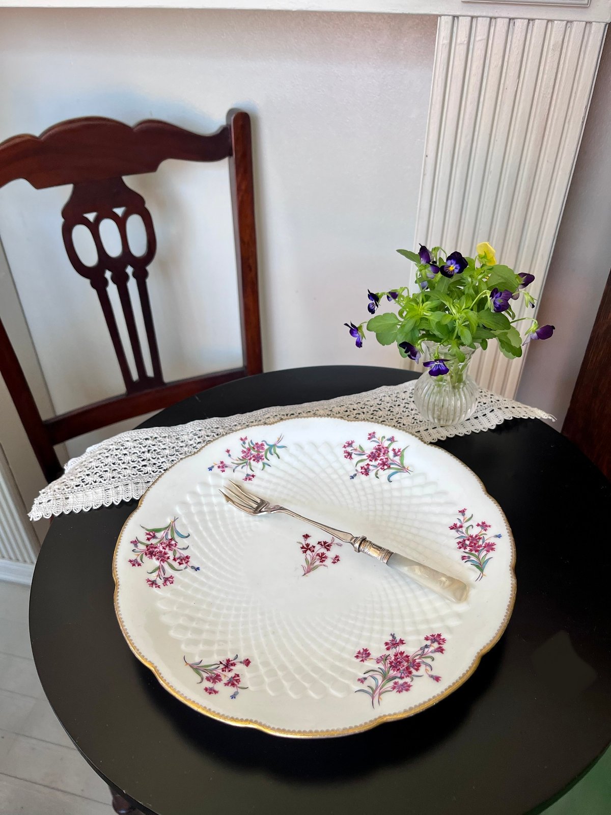 古ミントン プレート 1870年（英国）アンティーク 英国アンティーク MINTON ミントン 花文（青）オープンワーク