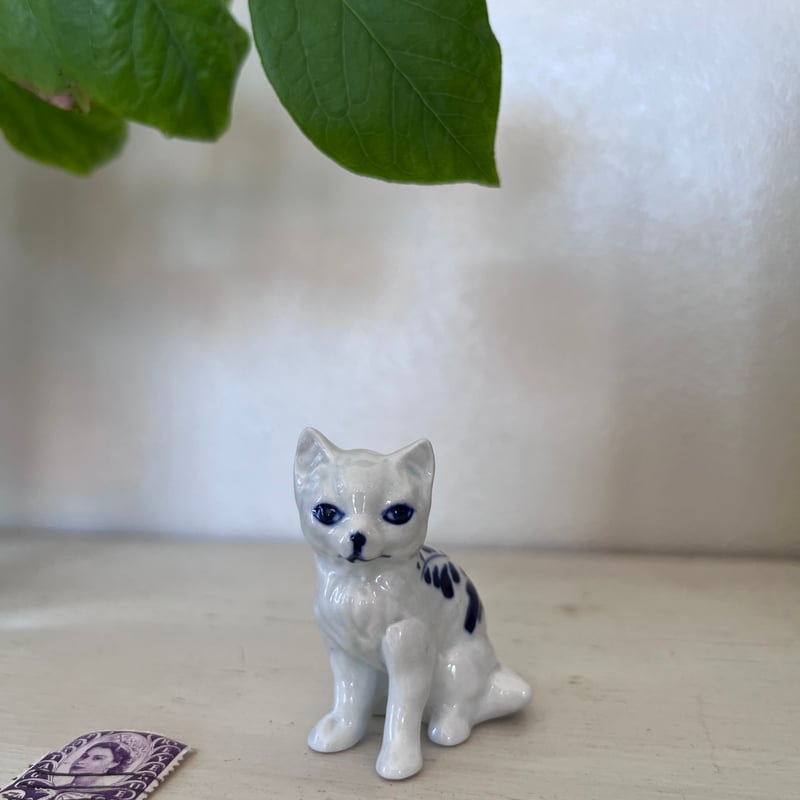 ○po-103/ハンドペイント 小さなデルフト焼きの猫 | PISKEY -イギリス