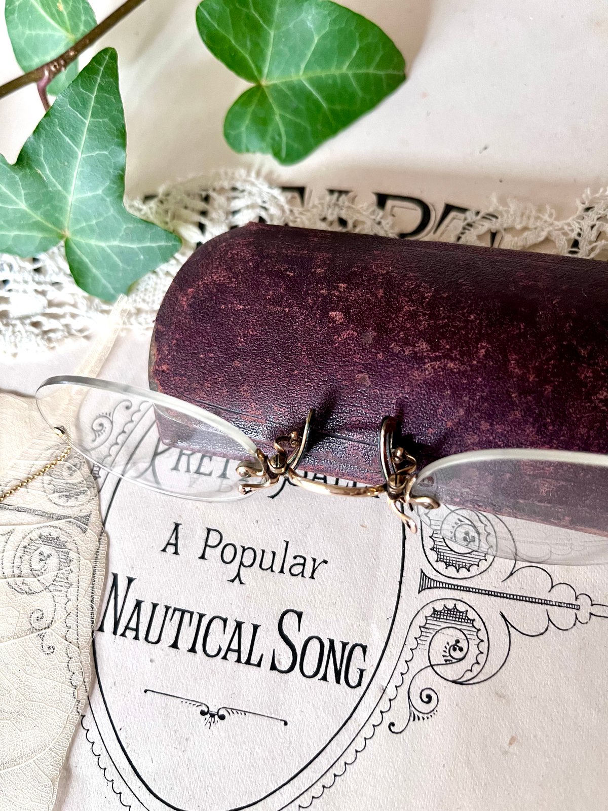 アンティーク　フィンチメガネ　鼻眼鏡　ケース付き アンティーク フィンチメガネ 鼻眼鏡 ケース付き 英国