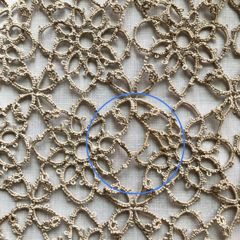 アンティーク タティングレース レアなレクタングル型ドイリー 格子の