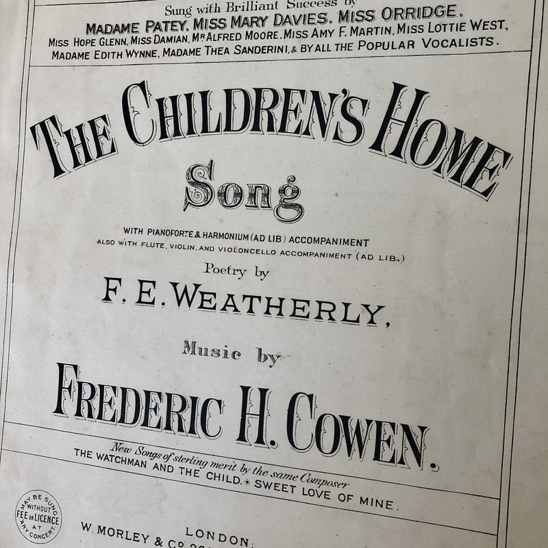 ○r-25/アンティークの大判の楽譜「THE CHILDREN'S HOME SONG」 |