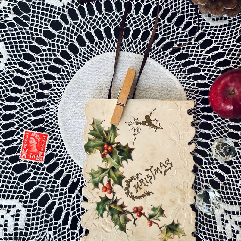 ○pg-93/1900年頃 柊とヤドリギのグリーティングカード | PISKEY