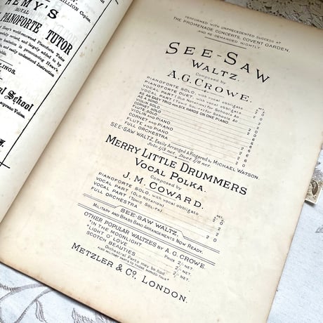 ●r-48/1880年代 手彩色/大判の楽譜「SEE-SAW WALTZ」