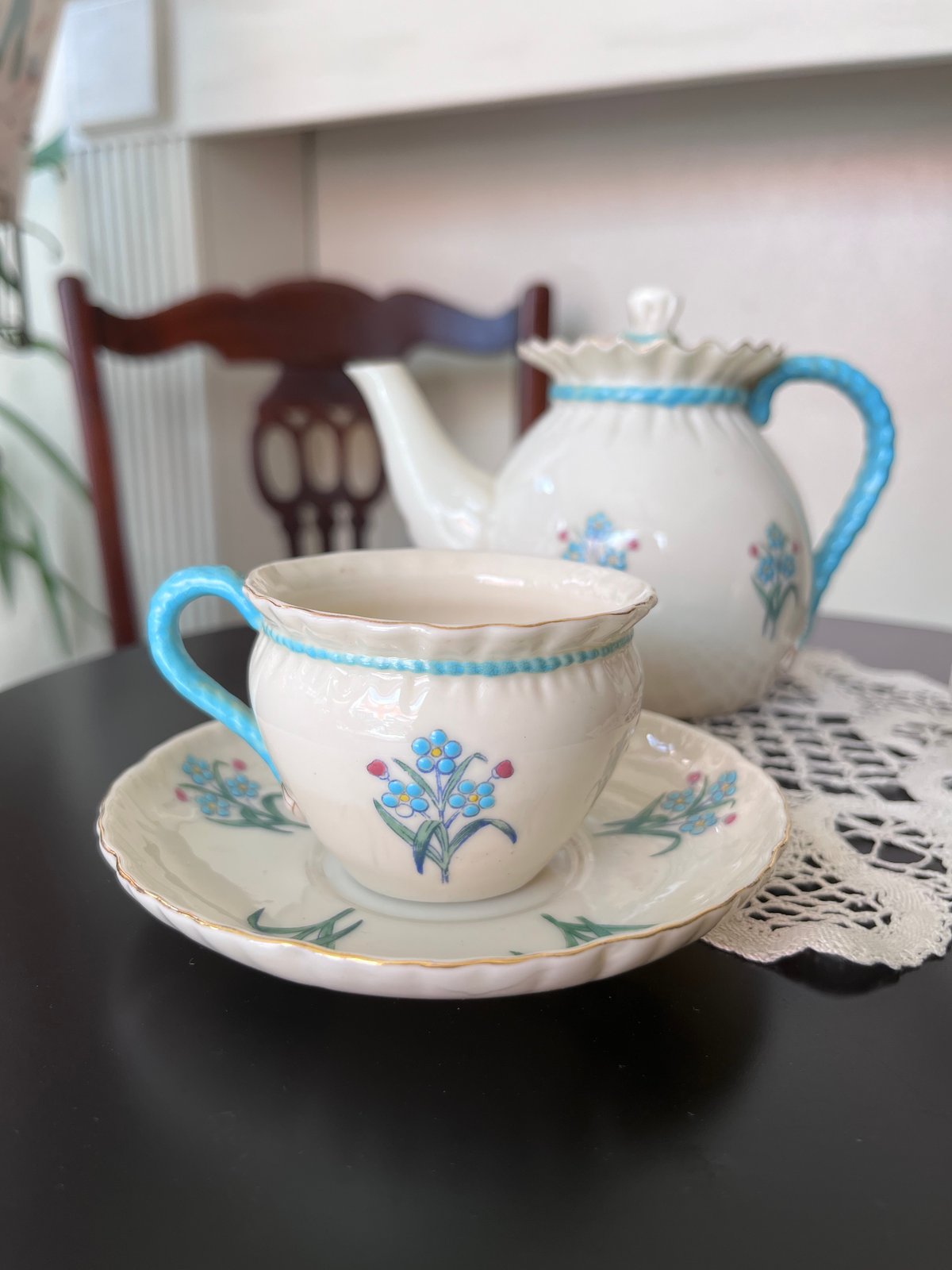 ○po-95/W.H.Goss 忘れな草のティーセット ティーポット＆カップ