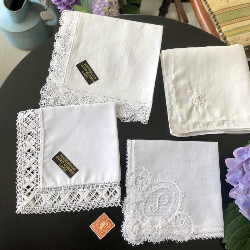 ○l-47/マルティーズレースのハンカチB | PISKEY -イギリスのふるい