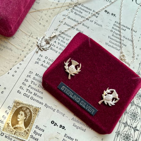 ●ab-466/Box付 シルバー製シスルのピアス&ネックレスのセット