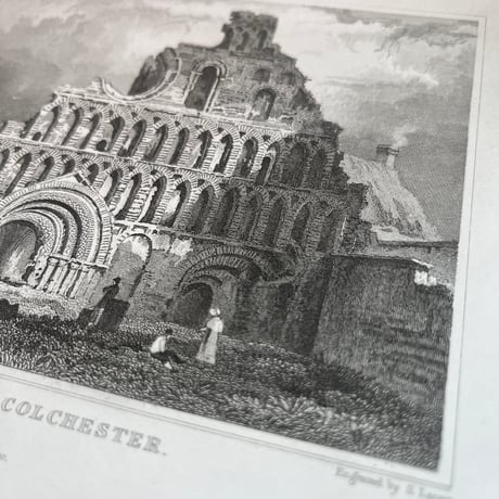 ●ｒ-26/ 19世紀アンティークプリント 「セントボトルフ修道院遺跡」