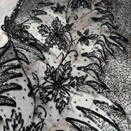 ●l-115/チュールレース＆スパングル ロングレース137cm