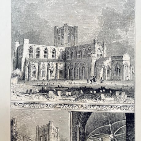 ●ｒ-31/ 19世紀半ばアンティークプリント 「CHESTER CATHEDRAL チェスター大聖堂」