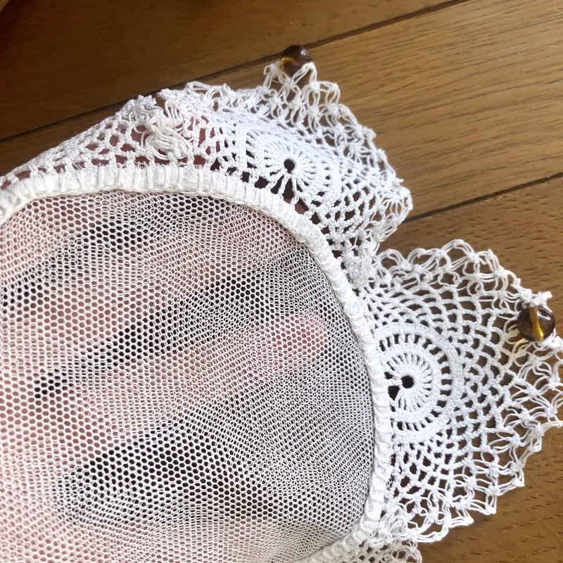 ○l-12/ライトブラウンのガラスビーズのジャグカバー/ドイリー