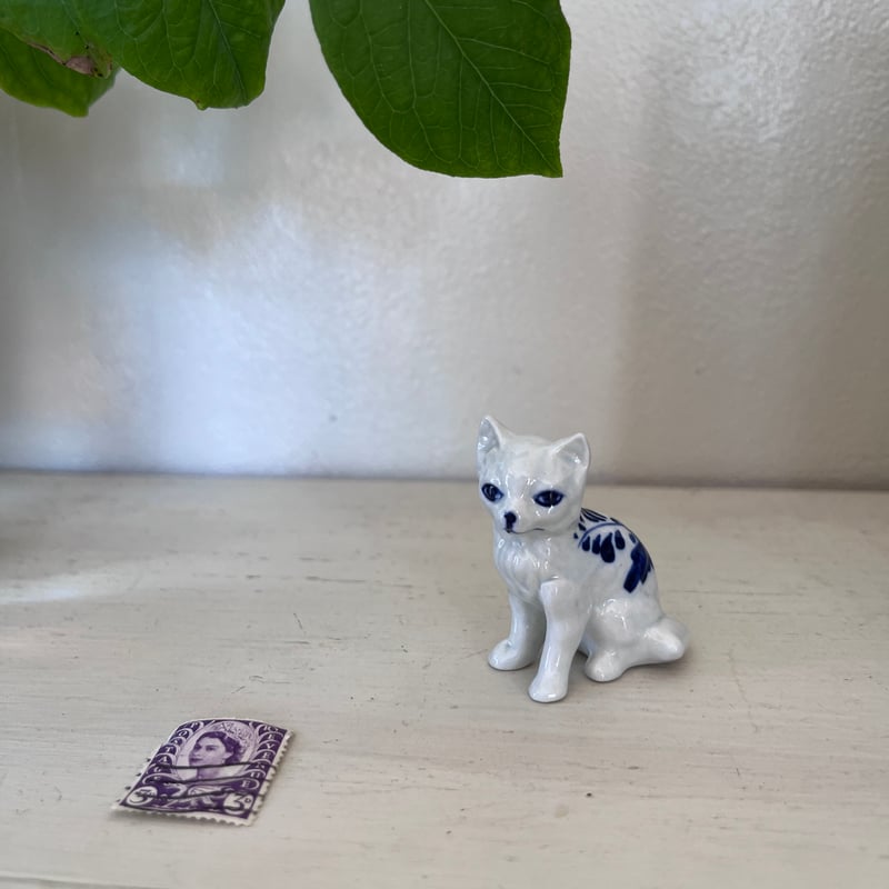 ○po-103/ハンドペイント 小さなデルフト焼きの猫 | PISKEY -イギリス