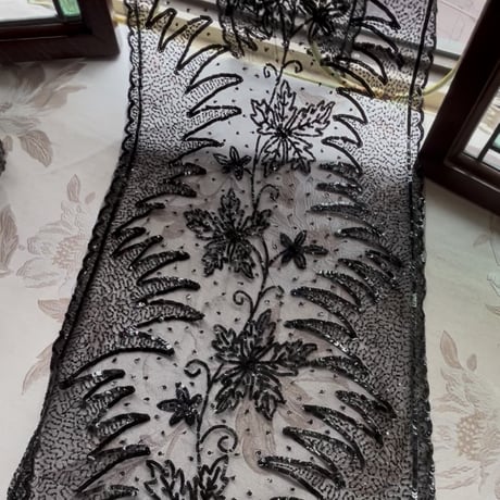 ●l-115/チュールレース＆スパングル ロングレース137cm