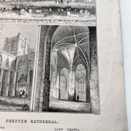 ●ｒ-31/ 19世紀半ばアンティークプリント 「CHESTER CATHEDRAL チェスター大聖堂」