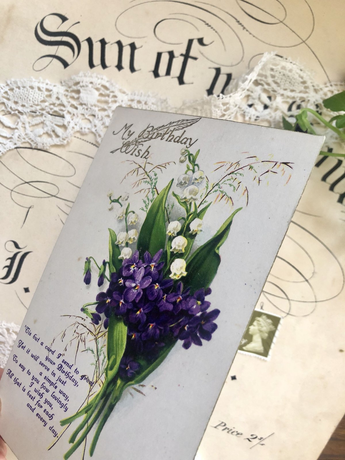 ○pg-5/スズランとすみれのポストカード/バースデー | PISKEY