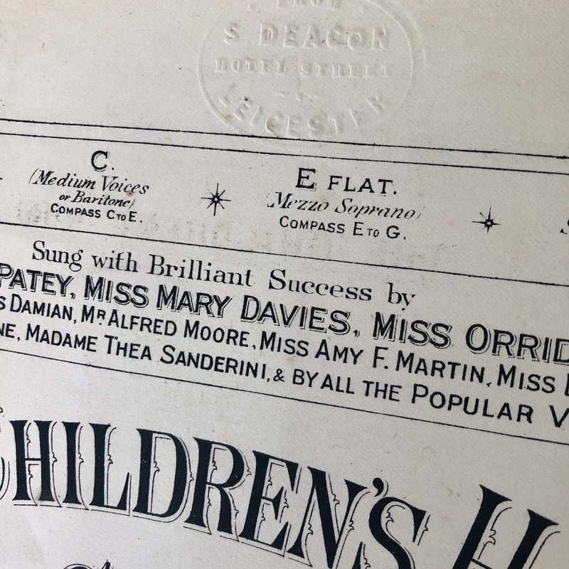 ○r-25/アンティークの大判の楽譜「THE CHILDREN'S HOME SONG」 |