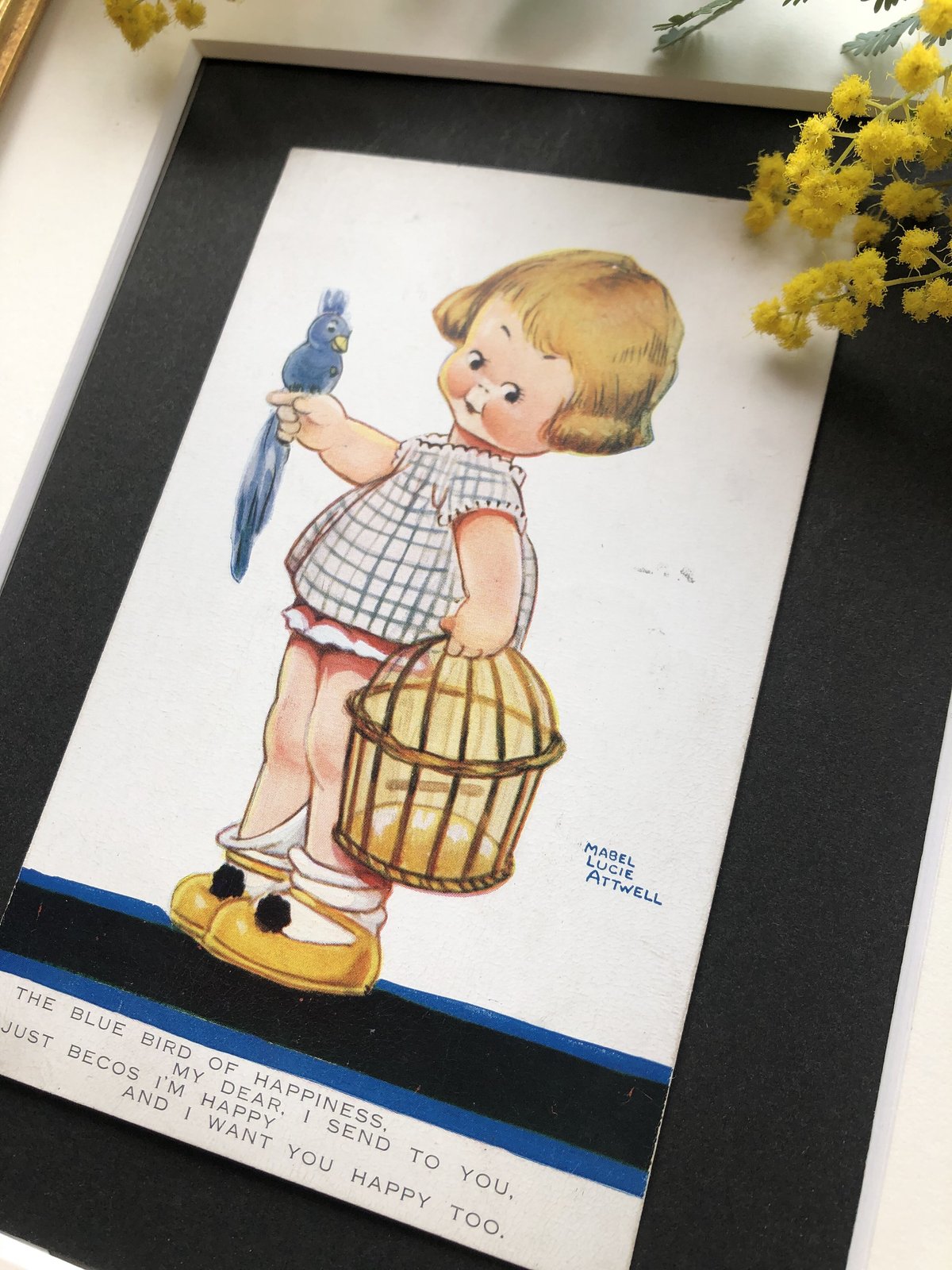 ○s-56/Lucie Attwell 1926年 青い鳥と女の子のポストカード | PIS