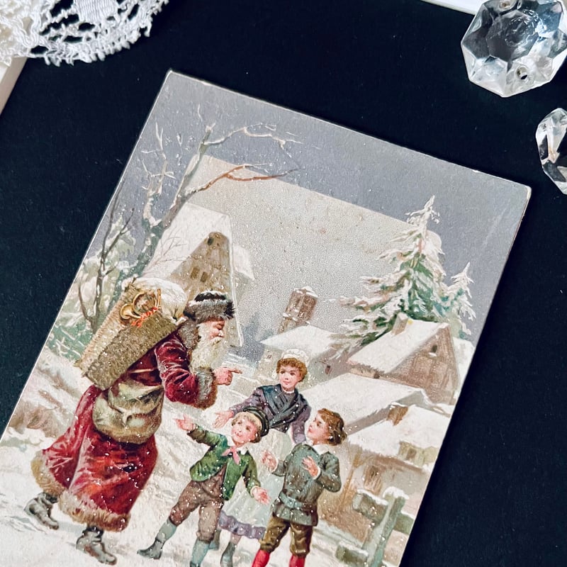 ○pg-54/ファーザークリスマスと子どもたちのクロモスカード | PISKEY