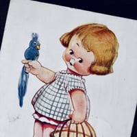 ●pg-49/Marbel Lucie Attwell  1929年 青い鳥と女の子のポストカード
