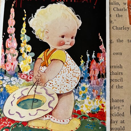 ●s-61/Mabel Lucie Attwell  1938年消印 イングリッシュガーデンの女の子のポストカード