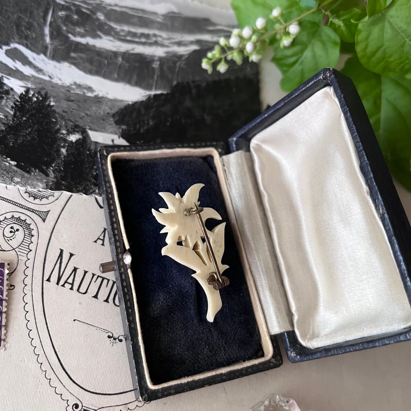 ○ab-396/手彫りのエーデルワイスのブローチ | PISKEY -イギリスの