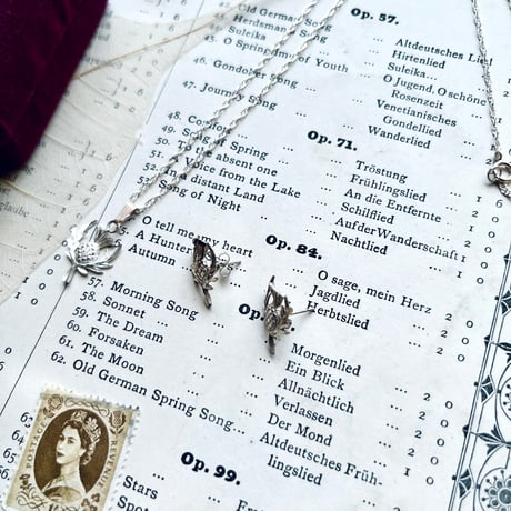 ●ab-466/Box付 シルバー製シスルのピアス&ネックレスのセット