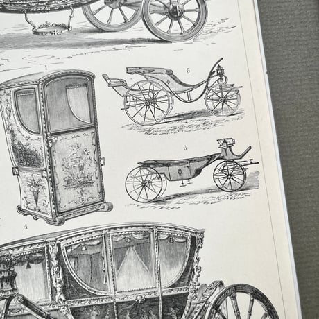 ●ｒ-29/ 19世紀アンティークプリント 「CARRIAGES/馬車」A