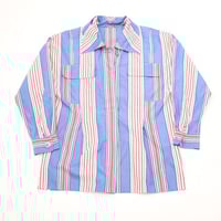 ストライプ プルオーバー 開襟シャツ Striped Open Collar Shirt#