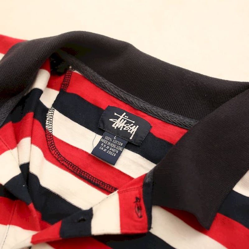 90's-00's ステューシー ボーダー ポロシャツ Stussy Border