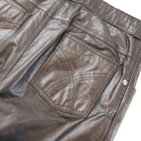レザー  ブーツカット パンツ Black Leather Bootcut  Pants