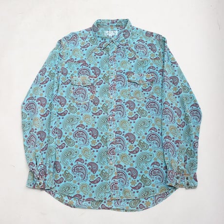 ペイズリー柄 シルク コットン ウエスタンシャツ Paisley Patterned Silk Mix Western L/S Shirt#