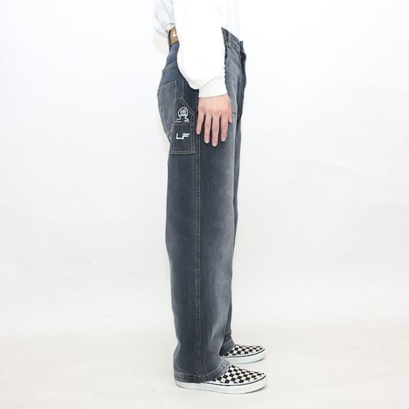 8号帆布のオムツ＆おしりふきバッグBLACK×ヒッコリーデニム紺 すくえ