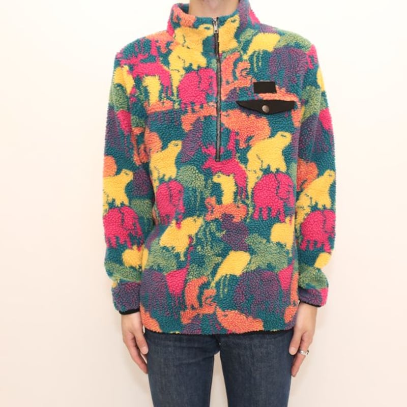 90s アニマル柄 フリース Animal Pattern Half Zip Fleece J 90s アニマル柄 フリース Animal Pattern Half Zip Fleece J