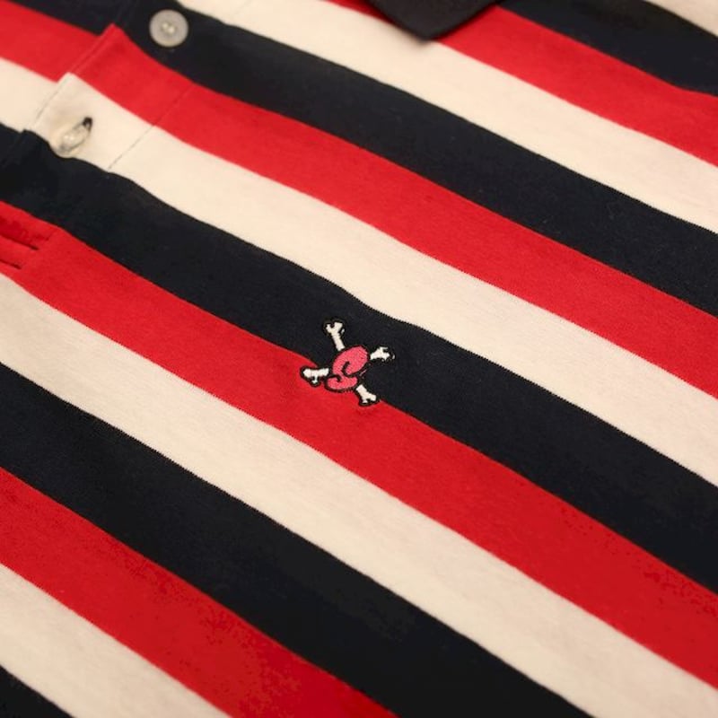 stussy 総柄　ポロシャツ　刺繍　ワンポイント　vintage ボーダー STUSSY - stussy 総柄 ポロシャツ 刺繍 ワンポイント vintage