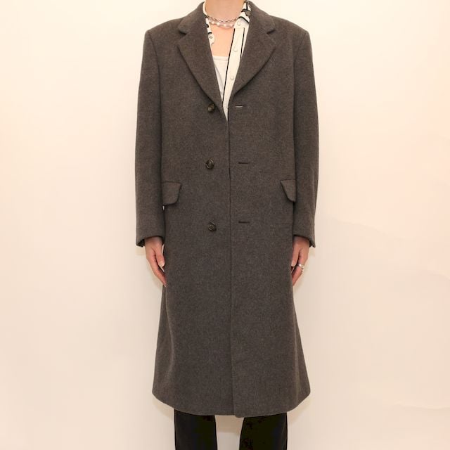 ベージュ ウール チェスターコート Made in England ベージュ ウール チェスターコート Made in England