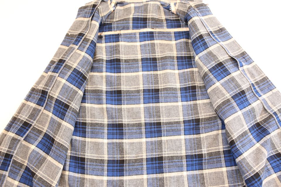 ヴィンテージ 開襟 ウール チェックシャツ Checkered Shirt ＃ | Blue