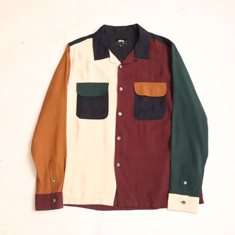 ステューシー マルチカラー 開襟 レーヨンシャツ Stussy