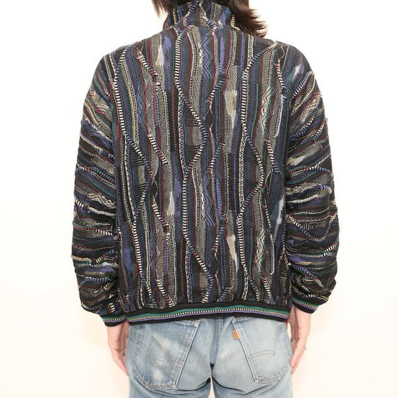 クージー風 ニットブルゾン 3D Knit Blouson# | Blue