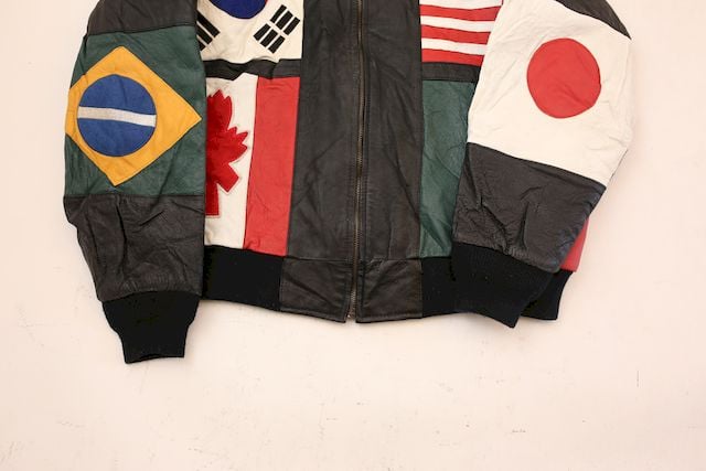 万国旗 レザー ジャケット National Flag Leather Jacket# | Blue