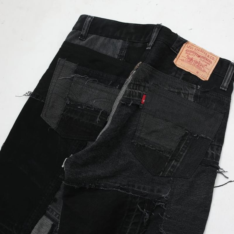 リーバイス パッチワーク リメイク ブラックデニムパンツ Levi's リーバイス パッチワーク リメイク ブラックデニムパンツ Levi's