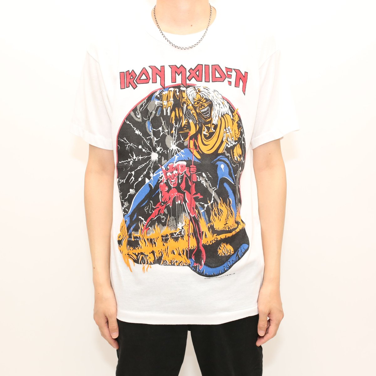 80年代 SPLASH IRON MAIDEN アイアンメイデン バンドTシャツ バンT 英国製 メンズS ヴィンテージ /evb001851