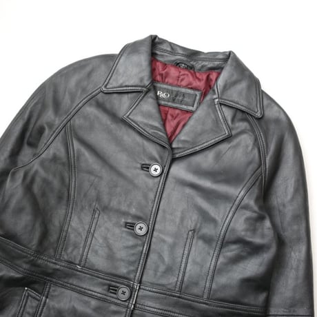 レザーハーフ チェスター コート Black Leather Chester Coat