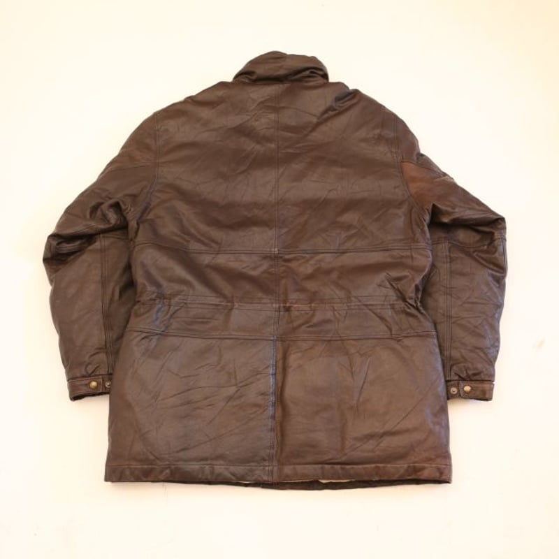 80s-90s レザーコート ダウン Leather Down Jacket | Blue