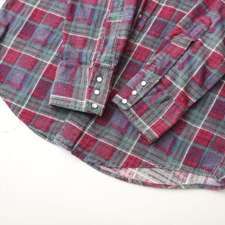 80's カーマン プリントフランネルシャツ ウエスタンシャツ Karmann Western Plaid Print Flannel L/S Shirt #