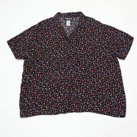 花柄 開襟 レーヨン 半袖シャツ Flower Patterned Open Collar Rayon S/S Shirt#