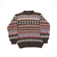 ボーダー ウール ニット セーター Patterned Wool Knit Sweater#