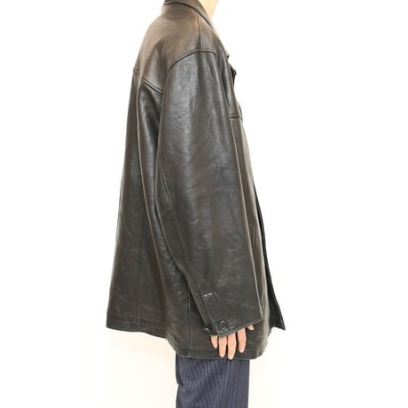 ブラック レザーハーフコート Leather Half Coat ＃